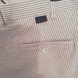 White and tan seersucker shorts